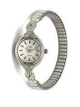 New Womens Silver Watch by Collezio with Stretch Bracelet Band 5" to 8" - RealThreads